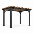 Pergola in metallo nero e legno 300x300 cm