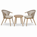 Set bistrot da giardino con 2 sedie in rattan PE e tavolino in alluminio marrone