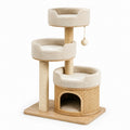 Tiragraffi in Legno e Rattan con 3 Piattaforme Beige