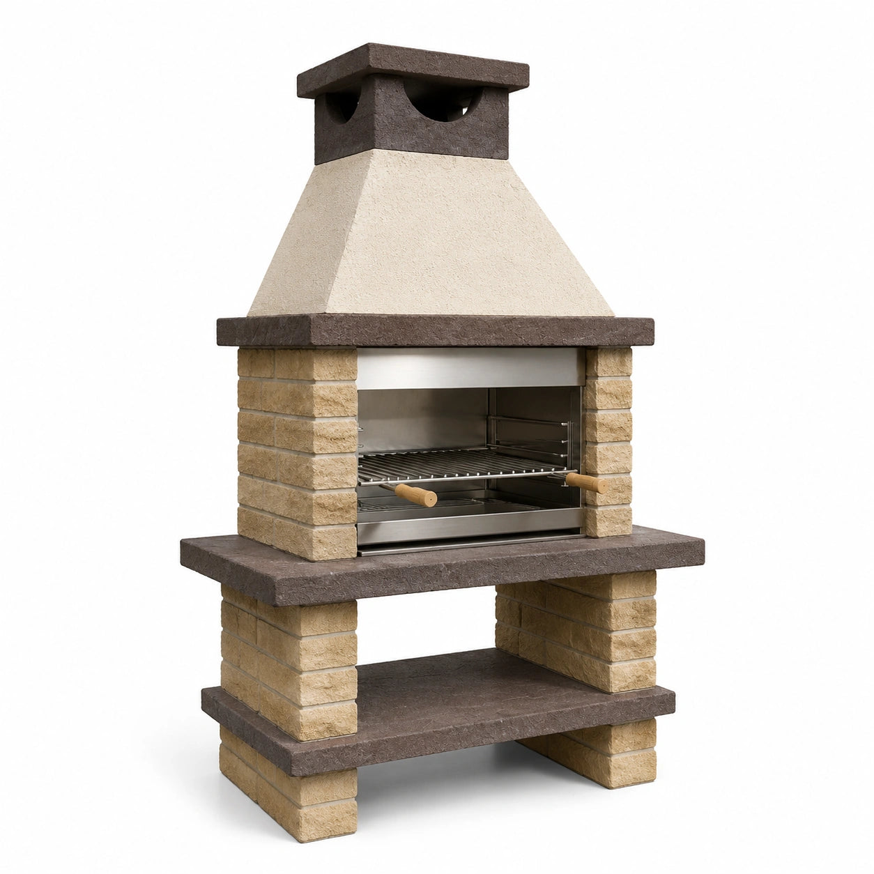 Barbecue in Pietra e Acciaio Inox con Cappa 180x120x70 cm