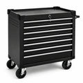 Carrello portautensili in metallo nero con ruote e 7 cassetti
