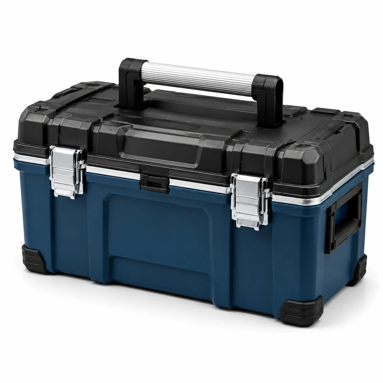 Cassetta degli attrezzi blu scuro e nero in plastica ABS e metallo