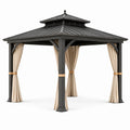 Gazebo in Alluminio con Tetto in Acciaio e Tende in Poliestere 3x3m