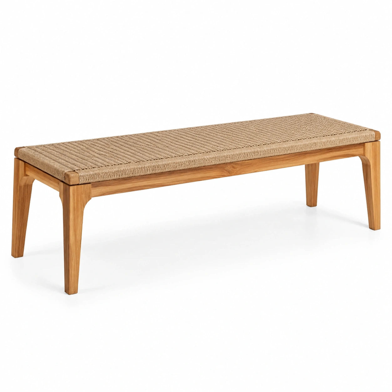 Panca in legno e corda intrecciata 120x40x45 cm